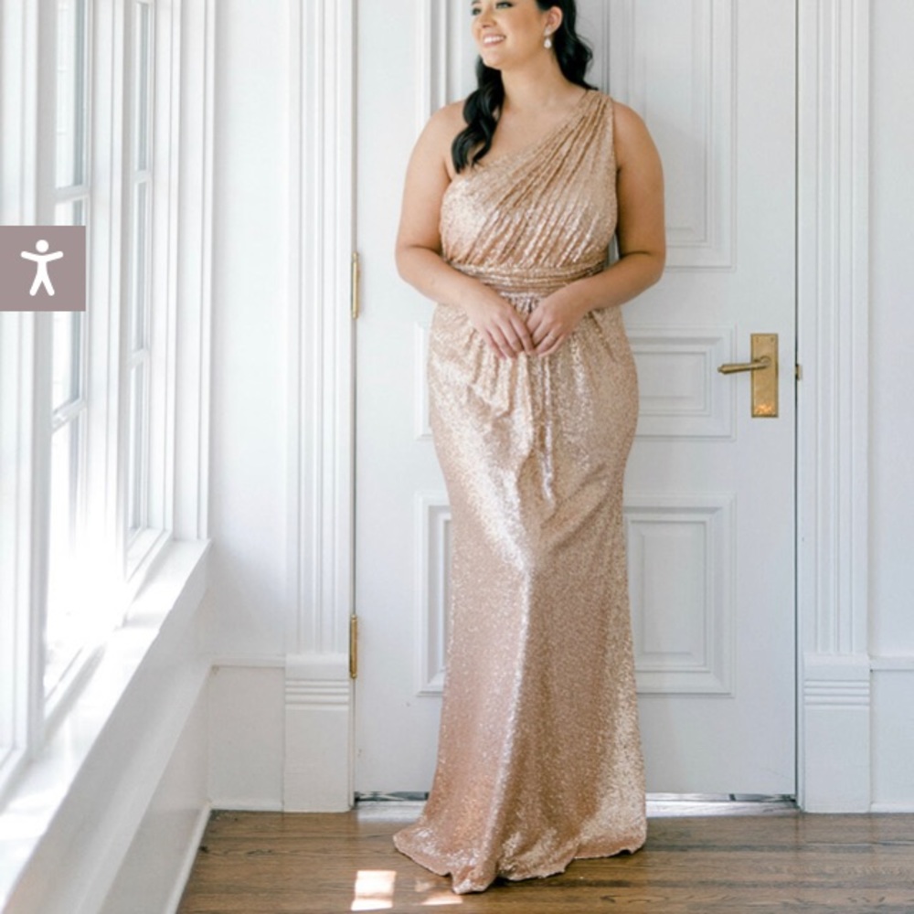 Revelry Starla Sequin Dress Matte Rose Gold Size 4